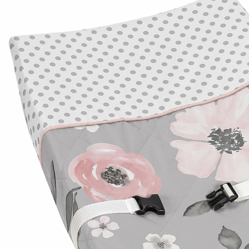 Watercolor Floral Grey Collection Changing Pad Cover - alt image 3