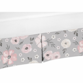 Watercolor Floral Grey Collection Crib Bed Skirt
