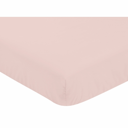 Watercolor Floral Grey Collection Crib Sheet - Solid Blush Pink - alt image 2
