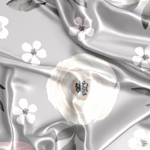 Watercolor Floral Grey Collection Decorative Satin Pillowcases - 2 Pack Set - alt image 4