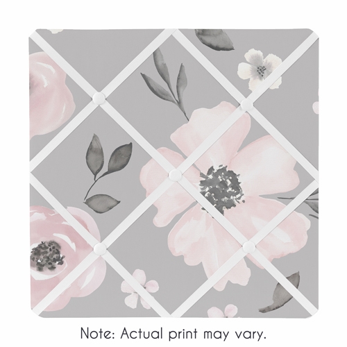 Watercolor Floral Grey Collection Fabric Memo Board