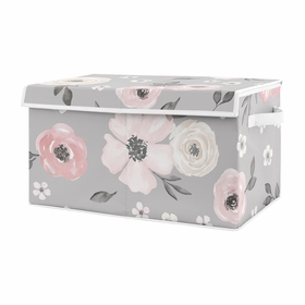 Watercolor Floral Grey Collection Fabric Toy Bin Storage