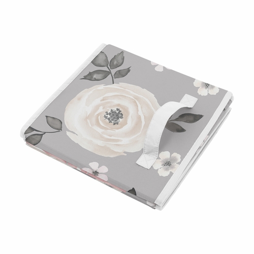 Watercolor Floral Grey Collection Foldable Fabric Storage Bins - alt image 2