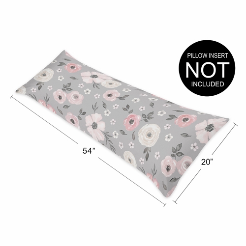 Watercolor Floral Grey Collection Full Length Body Pillow Cover - alt image 5