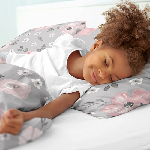 Watercolor Floral Grey Collection Full/Queen Bedding - alt image 3