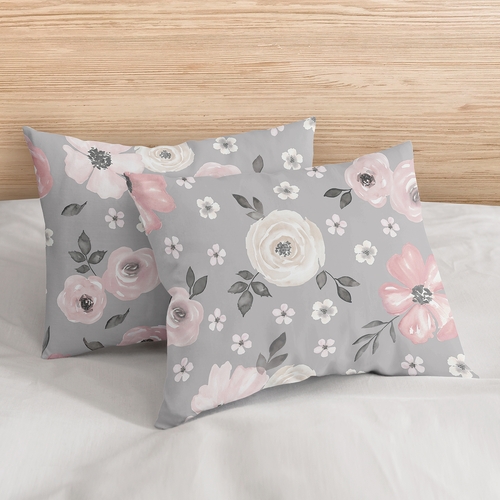 Watercolor Floral Grey Collection Full/Queen Bedding - alt image 4