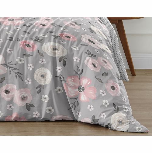Watercolor Floral Grey Collection Full/Queen Bedding - alt image 5