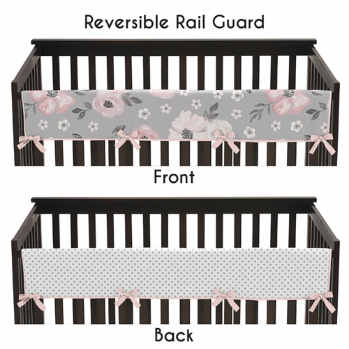 Watercolor Floral Grey Collection Long Rail Guard Cover