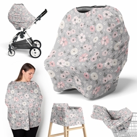 Watercolor Floral Grey Collection Multi Use Baby Car Seat and Nursing Cover