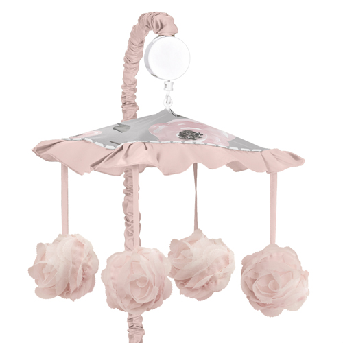 Watercolor Floral Grey Collection Musical Mobile