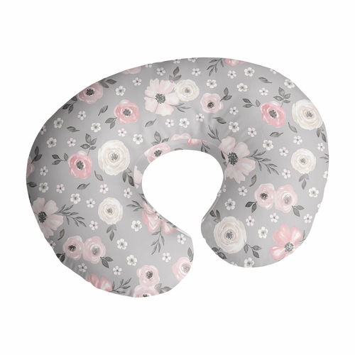 Watercolor Floral Grey Collection Nursing Breastfeeding Pillow Cover