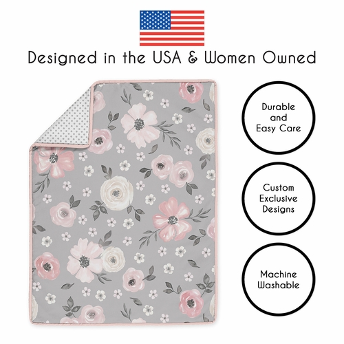 Watercolor Floral Grey Collection Sweet Jojo Designs 6 Piece Crib Bedding + BreathableBaby Breathable Mesh Liner - alt image 3