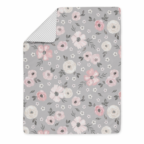 Watercolor Floral Grey Collection Toddler Bedding - alt image 3