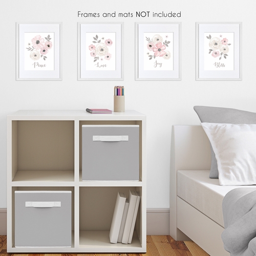 Watercolor Floral Grey Collection Wall Art Prints - Set of 4 - alt image 2