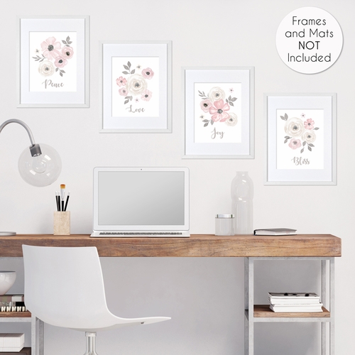 Watercolor Floral Grey Collection Wall Art Prints - Set of 4 - alt image 3