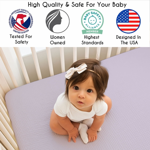 Watercolor Floral Lavender and Grey Collection 100% Cotton Muslin 2 Pack Crib Sheets - alt image 2