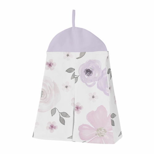 Watercolor Floral Lavender and Grey Collection 11 Piece Bumperless Crib Bedding - alt image 4