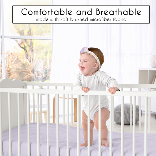 Watercolor Floral Lavender and Grey Collection 3 Pack Crib Sheets - alt image 2