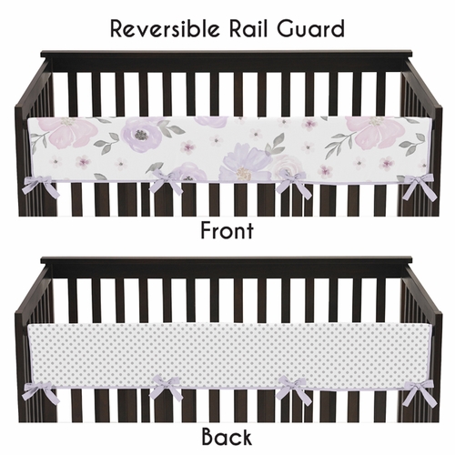 Watercolor Floral Lavender and Grey Collection 5 Piece Crib Bedding - alt image 3