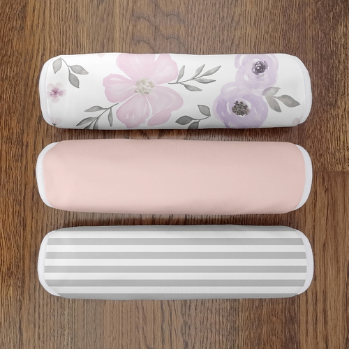 Watercolor Floral Lavender and Grey Collection Absorbent Burp Cloths - 3 Pack Set - alt image 3