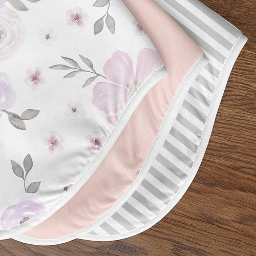 Watercolor Floral Lavender and Grey Collection Absorbent Burp Cloths - 3 Pack Set - alt image 4