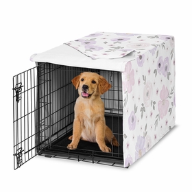 Watercolor Floral Lavender and Grey Collection Dog Crate Kennel Cover 36in.