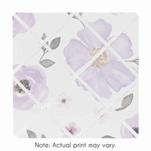 Watercolor Floral Lavender and Grey Collection Fabric Memo Board