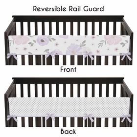 Watercolor Floral Lavender and Grey Collection Long Rail Guard Cover
