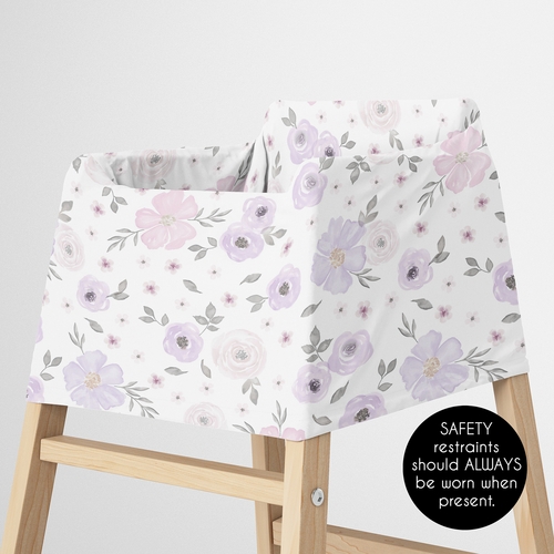 Watercolor Floral Lavender and Grey Collection Multi Use Baby Car Seat and Nursing Cover - alt image 4