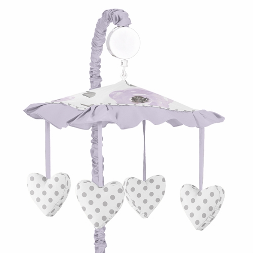 Watercolor Floral Lavender and Grey Collection Musical Mobile