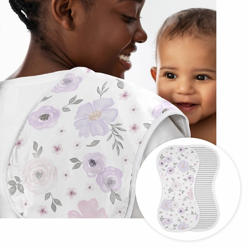 Watercolor Floral Lavender and Grey Collection Newborn Baby Layette Set - alt image 3