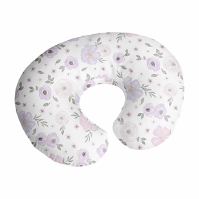 Watercolor Floral Lavender and Grey Collection Nursing Breastfeeding Pillow Cover