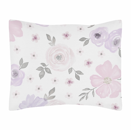 Watercolor Floral Lavender and Grey Collection Pillow Sham