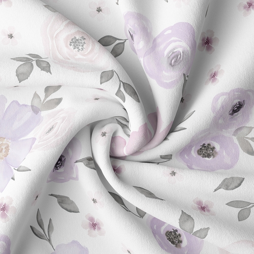 Watercolor Floral Lavender and Grey Collection Queen Duvet Cover Bedding Set - alt image 3