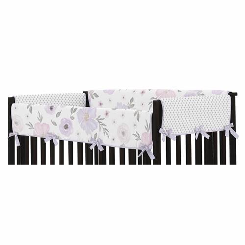 Watercolor Floral Lavender and Grey Collection Side Rail Guard Covers - Set of 2 - alt image 1