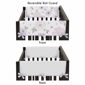 Watercolor Floral Lavender and Grey Collection Side Rail Guard Covers - Set of 2