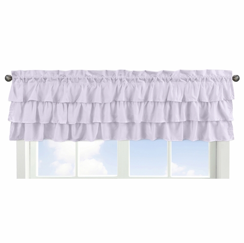 Watercolor Floral Lavender and Grey Collection Solid Lavender Tiered Window Valance