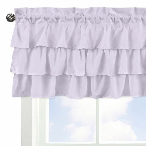 Watercolor Floral Lavender and Grey Collection Solid Lavender Tiered Window Valance - alt image 3