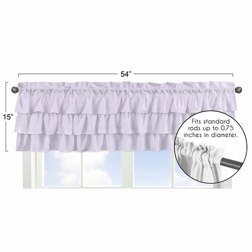 Watercolor Floral Lavender and Grey Collection Solid Lavender Tiered Window Valance - alt image 4
