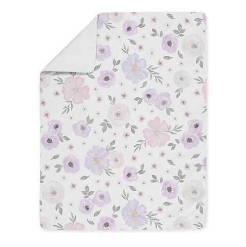 Watercolor Floral Lavender and Grey Collection Toddler Bedding - alt image 3