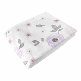 Watercolor Floral Lavender and Grey Collection Toddler Blanket Baby Swaddle