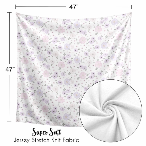 Watercolor Floral Lavender Purple And Grey Collection Baby Swaddle Blanket - alt image 4
