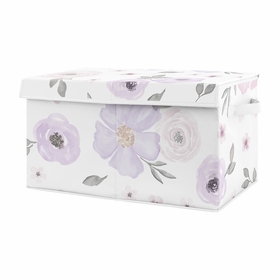 Watercolor Floral Lavender Purple and Grey Collection Fabric Toy Bin Storage