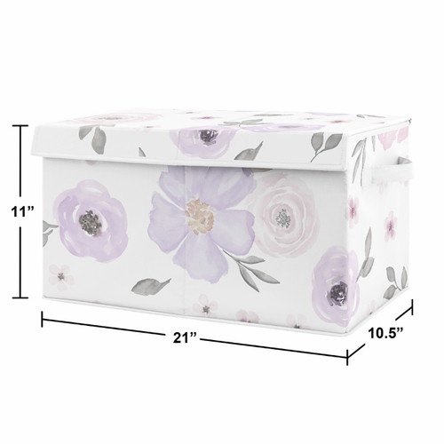 Watercolor Floral Lavender Purple and Grey Collection Fabric Toy Bin Storage - alt image 1
