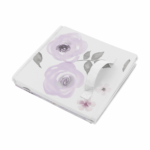 Watercolor Floral Lavender Purple and Grey Collection Fabric Toy Bin Storage - alt image 2