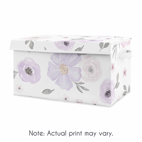 Watercolor Floral Lavender Purple and Grey Collection Fabric Toy Bin Storage - alt image 4