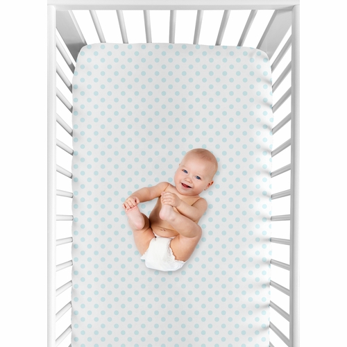 Watercolor Floral Navy and Pink Collection Crib Sheet - Blue Polka Dot - alt image 3