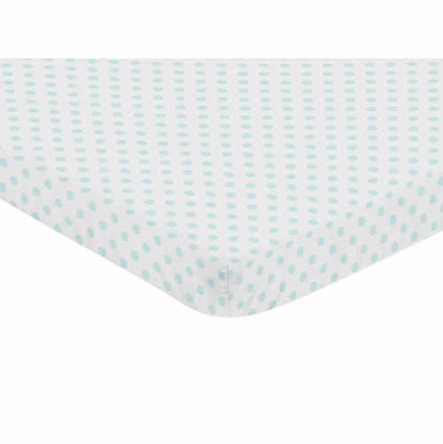 Watercolor Floral Navy and Pink Collection Mini Crib Sheet - Blue Polka Dot
