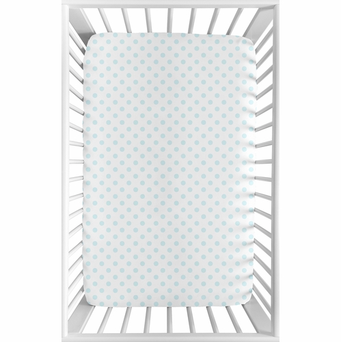 Watercolor Floral Navy and Pink Collection Mini Crib Sheet - Blue Polka Dot - alt image 1