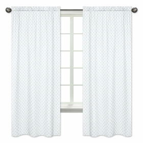 Watercolor Floral Navy and Pink Collection Polka Dot Window Panels - Set of 2